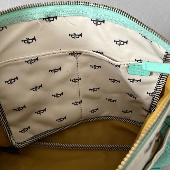 Fossil Key Per Crossbody Purse Novelty Trumpet Print Nylon Top Zip Pockets Music - Picture 10 of 13